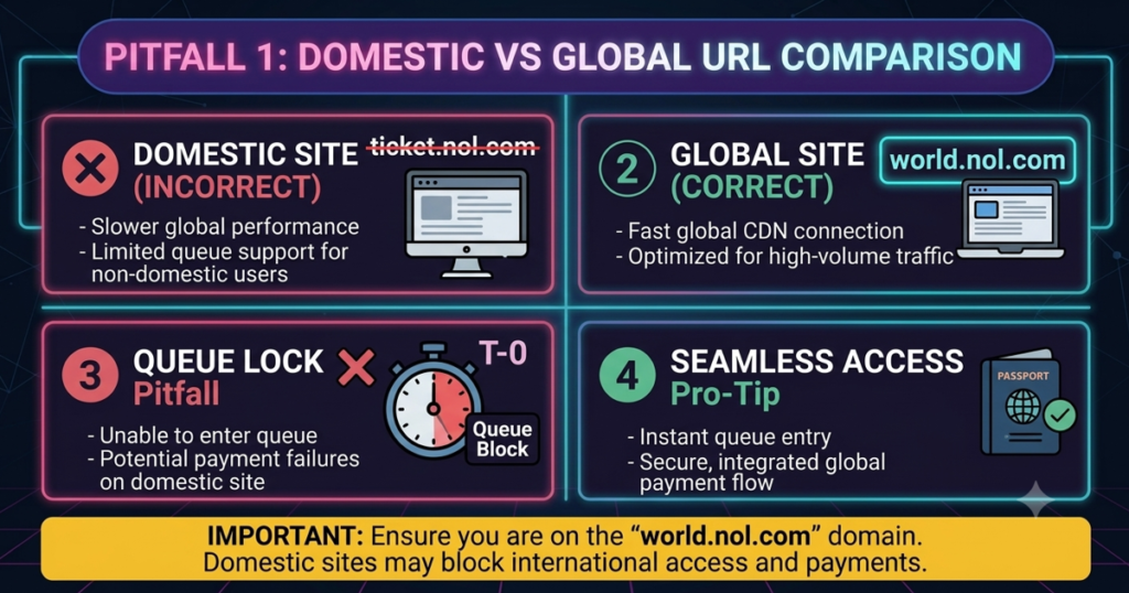 Domestic Korean NOL Ticket versus NOL World global URL comparison